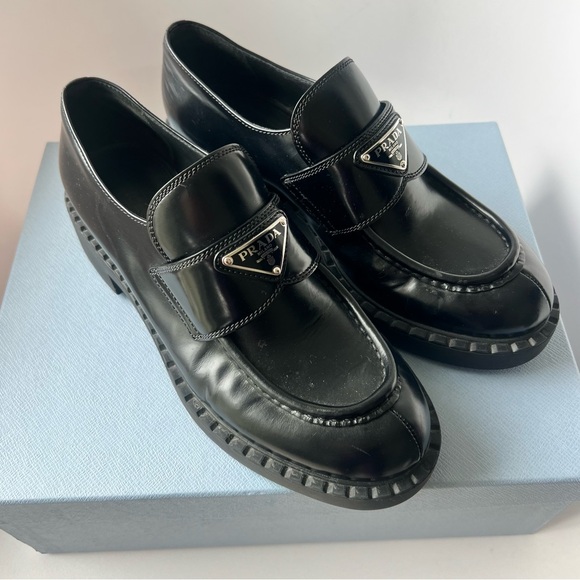 Prada Women's Black Leather Loafers - Picture 1 of 7